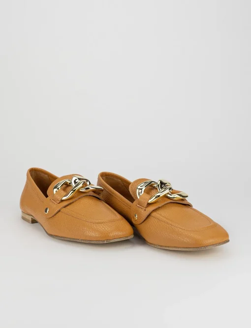Mocassino tacco 1 cm marrone pelle
