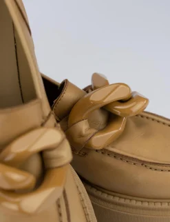 Mocassino tacco 1 cm marrone pelle