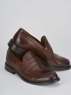 Mocassino tacco 2 cm marrone pelle