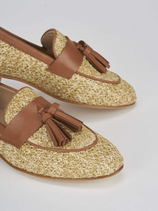 Mocassino tacco 1 cm marrone pelle