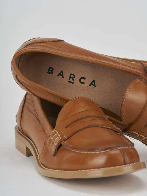 Mocassino tacco 2 cm marrone pelle