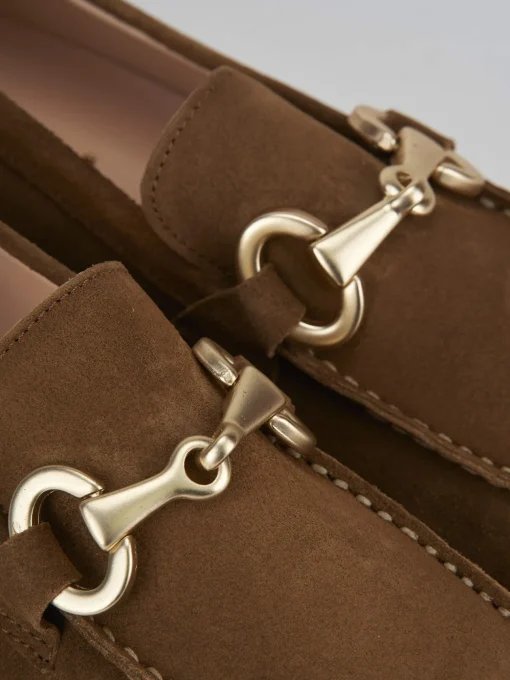 Mocassino tacco 1 cm marrone camoscio
