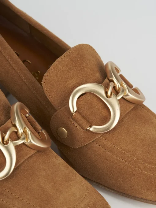 Mocassino tacco 6 cm marrone camoscio