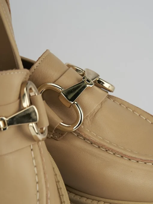 Mocassino tacco 1 cm marrone pelle