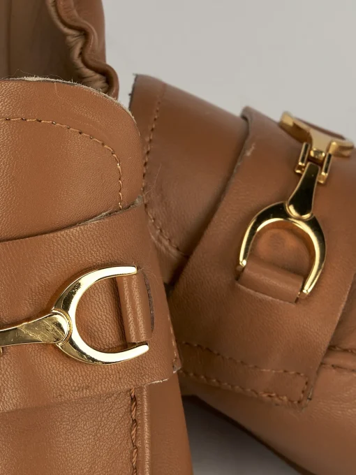 Mocassino tacco 1 cm marrone pelle