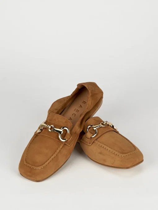 Mocassino tacco 1 cm marrone camoscio