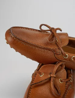 Mocassino tacco 1 cm marrone pelle