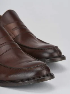 Mocassino tacco 2 cm marrone pelle