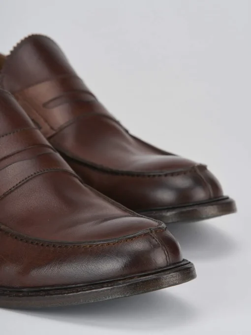 Mocassino tacco 2 cm marrone pelle
