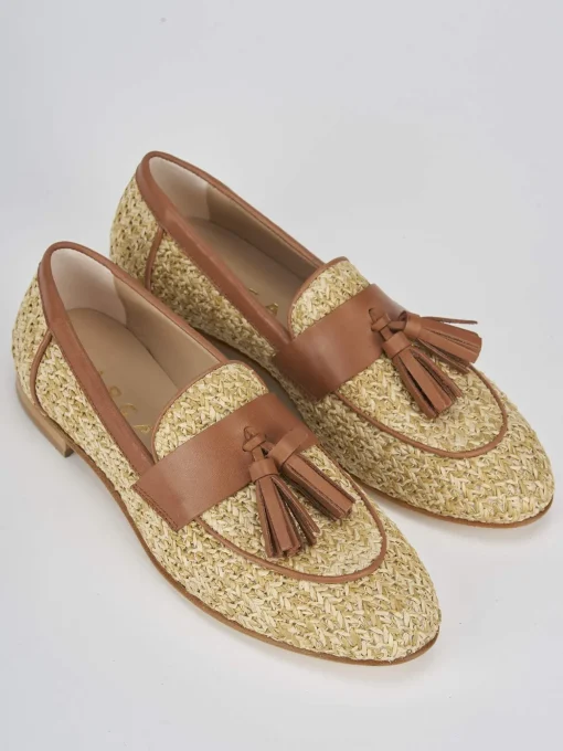 Mocassino tacco 1 cm marrone pelle