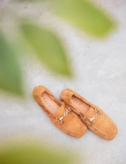 Mocassino tacco 1 cm marrone camoscio