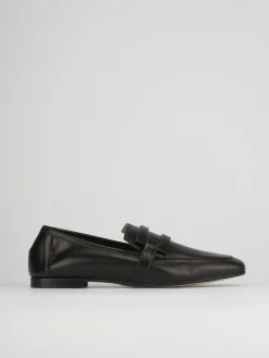 Mocassino tacco 1 cm nero pelle