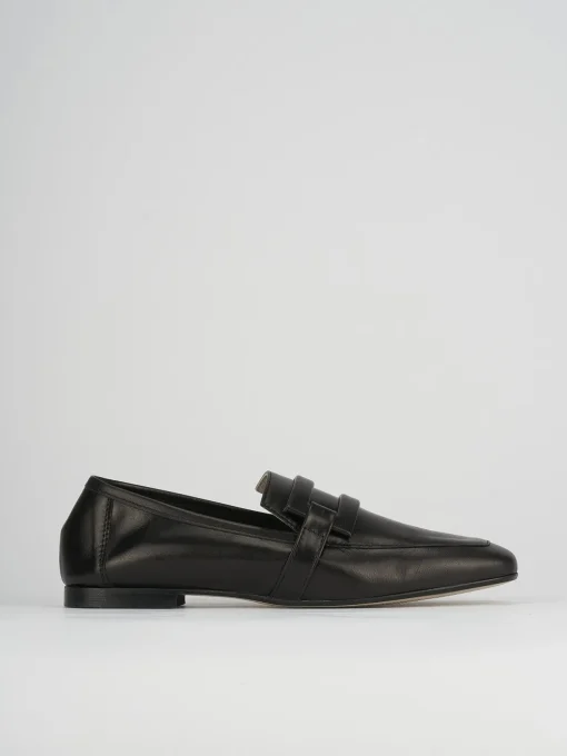 Mocassino tacco 1 cm nero pelle