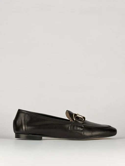 Mocassino tacco 1 cm nero pelle