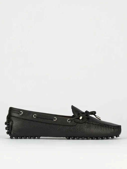Mocassino tacco 1 cm nero pelle