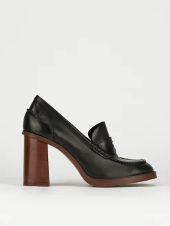 Mocassino tacco 9 cm nero pelle