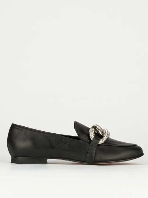 Mocassino tacco 1 cm nero pelle