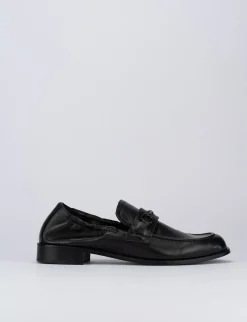Mocassino tacco 1 cm nero pelle
