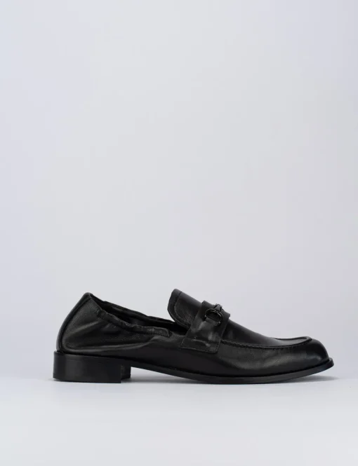 Mocassino tacco 1 cm nero pelle