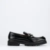 Mocassino tacco 1 cm nero pelle