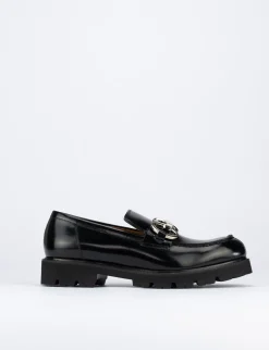 Mocassino tacco 1 cm nero pelle