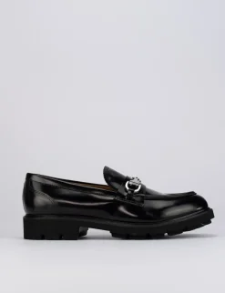 Mocassino tacco 1 cm nero pelle