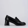 Mocassino tacco 9 cm nero pelle