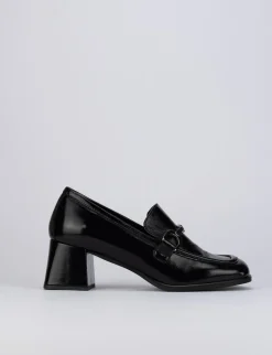 Mocassino tacco 9 cm nero pelle