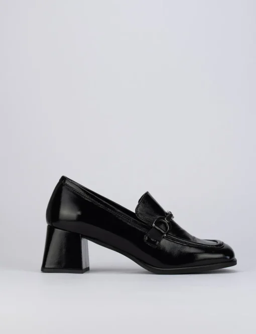 Mocassino tacco 9 cm nero pelle