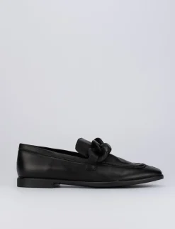 Mocassino tacco 1 cm nero pelle