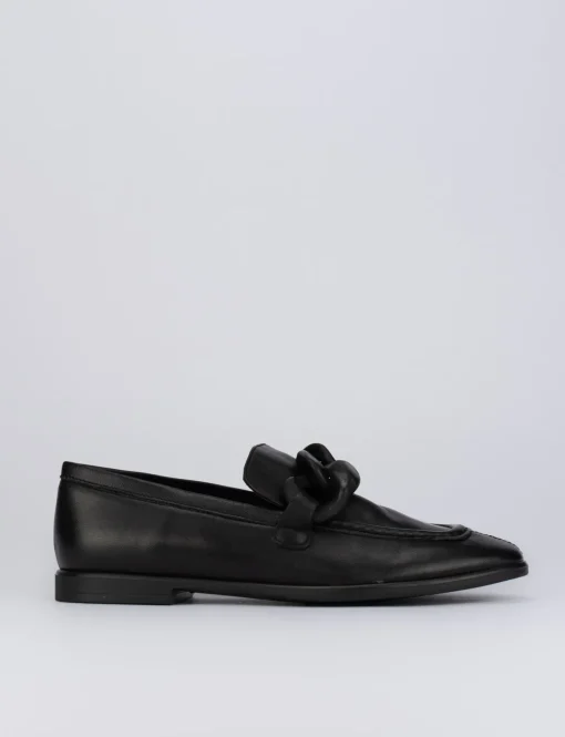Mocassino tacco 1 cm nero pelle