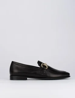 Mocassino tacco 1 cm nero pelle
