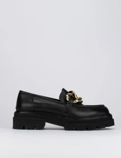 Mocassino tacco 1 cm nero pelle