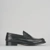 Mocassino tacco 2 cm nero pelle