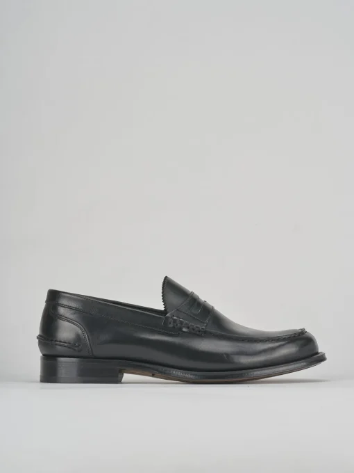 Mocassino tacco 2 cm nero pelle