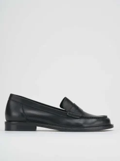 Mocassino tacco 1 cm nero pelle