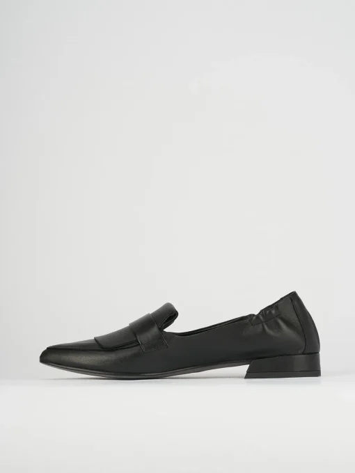 Mocassino tacco 1 cm nero pelle