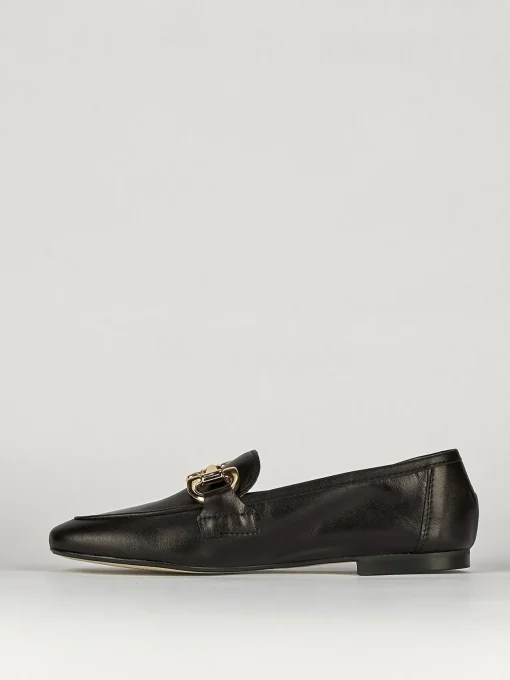 Mocassino tacco 1 cm nero pelle