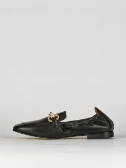 Mocassino tacco 1 cm nero pelle