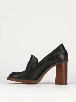 Mocassino tacco 9 cm nero pelle