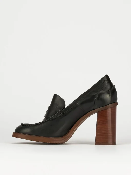 Mocassino tacco 9 cm nero pelle