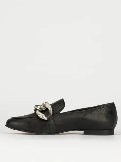 Mocassino tacco 1 cm nero pelle
