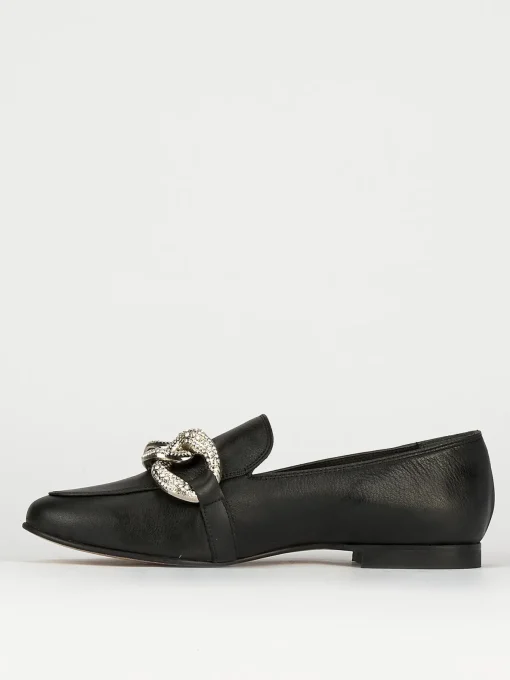 Mocassino tacco 1 cm nero pelle
