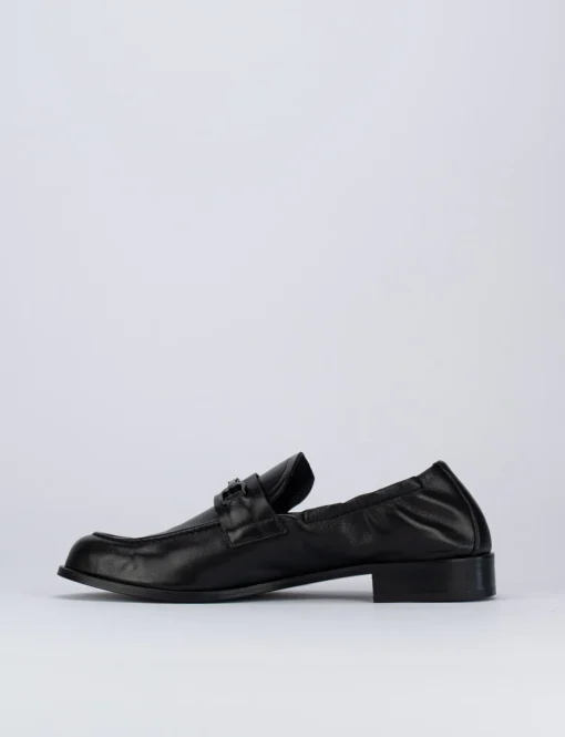Mocassino tacco 1 cm nero pelle