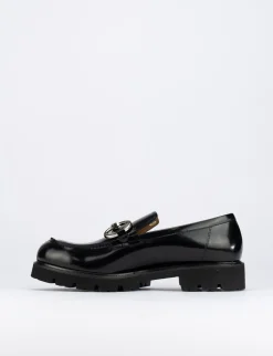 Mocassino tacco 1 cm nero pelle