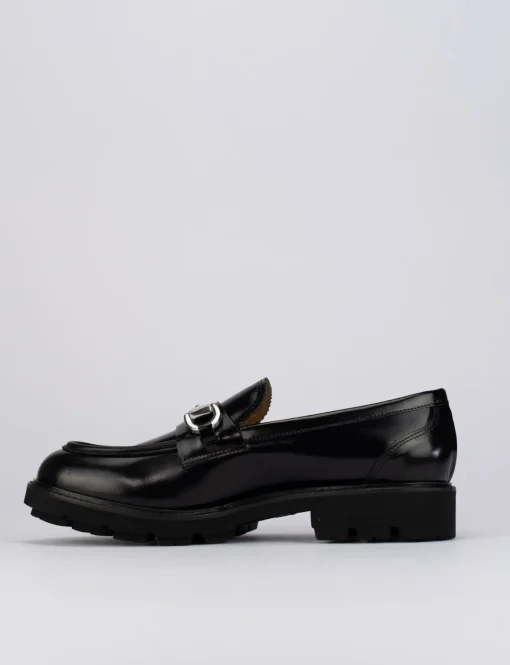 Mocassino tacco 1 cm nero pelle