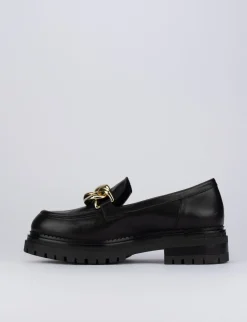 Mocassino tacco 1 cm nero pelle