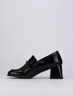 Mocassino tacco 9 cm nero pelle
