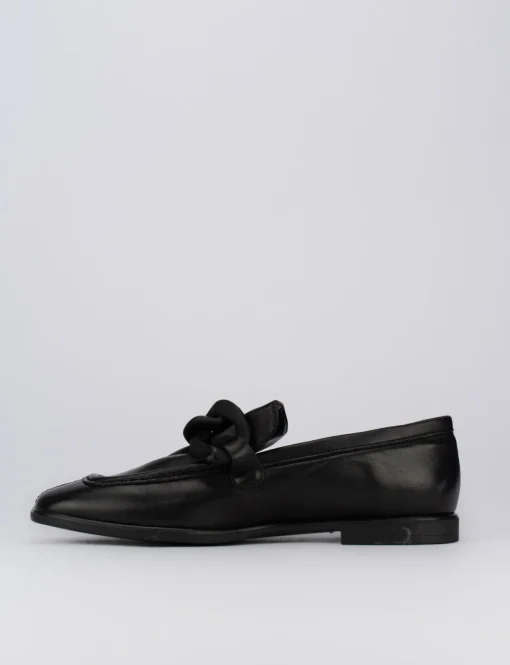 Mocassino tacco 1 cm nero pelle