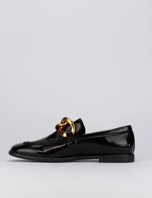 Mocassino tacco 1 cm nero pelle